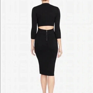 Rachel Roy open back midi knit ribbed long sleeve dress black size small